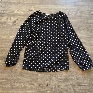 Black and white polka dot textured long sleeve